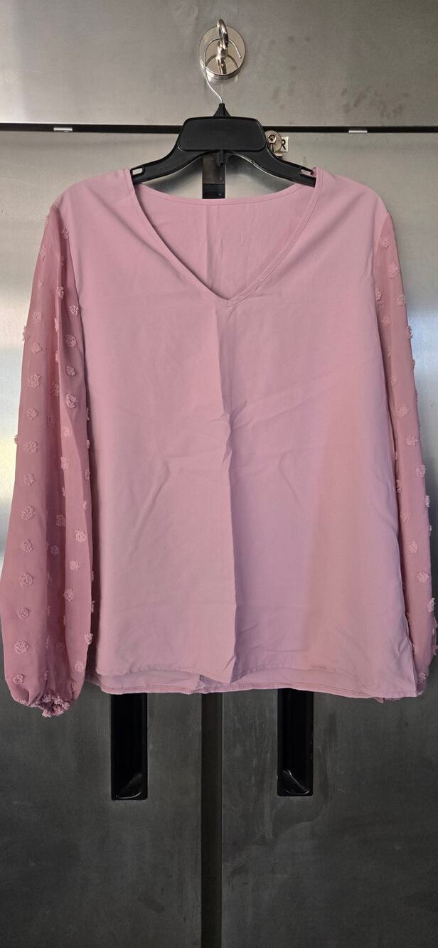 SHEIN Women's Dusty Pink Lace Trim V-Neck Blouse Size XL